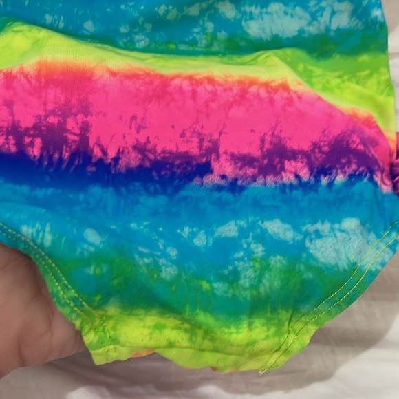 C & R Beachwear 4t rainbow ruffled one piece swim suit euc tye dye - Picture 5 of 8